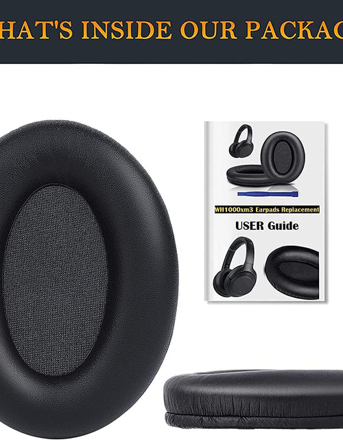 Load image into Gallery viewer, Professional Earpads Cushions Replacement for Sony WH-1000XM3 (WH1000XM3) Over-Ear Headphones, Ear Pads with Softer Protein Leather, Noise Isolation Memory Foam, Added Thickness (Black)
