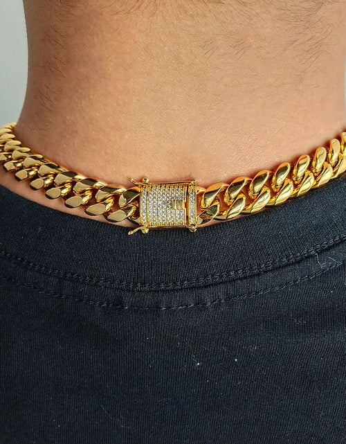Load image into Gallery viewer, Drop Shipping Hip Hop Three Times Plated Stainless Steel Jewelry Bling Iced Miami Cuban Link Chain Necklace for Men
