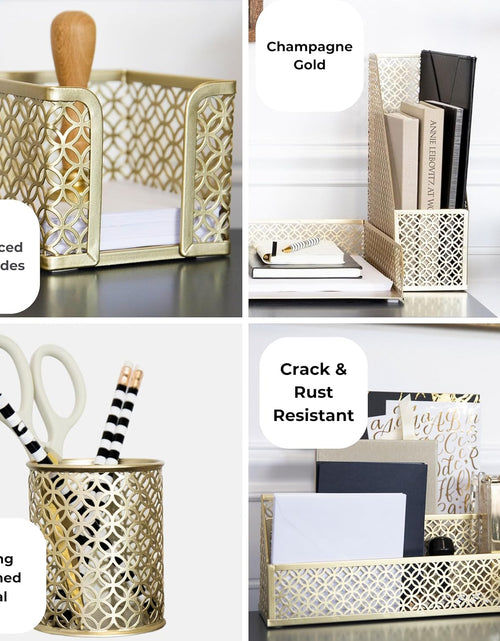 Load image into Gallery viewer, Gold Desk Accessories for Women Office 6 Piece Gold Desk Set Gold Office Organizer - Office Supplies Gold - Office Organization Set - Desk Organizer for Women Gold Desk Sets and Accessories for Women
