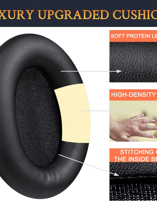 Load image into Gallery viewer, Professional Earpads Cushions Replacement for Sony WH-1000XM3 (WH1000XM3) Over-Ear Headphones, Ear Pads with Softer Protein Leather, Noise Isolation Memory Foam, Added Thickness (Black)
