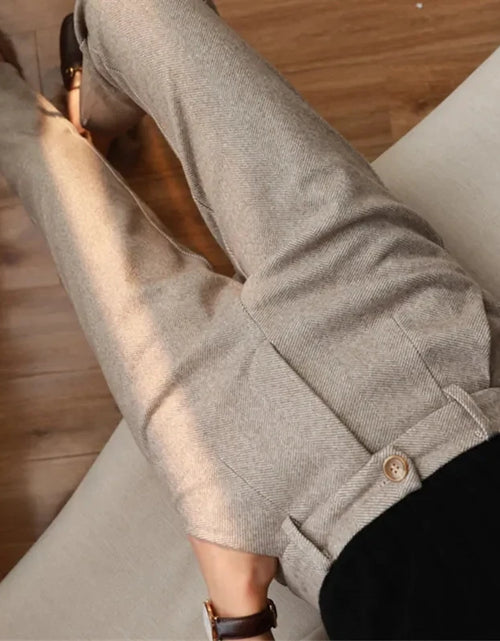 Load image into Gallery viewer, Woolen Pants Women'S Harem Pencil Pants 2024 Autumn Winter High Waisted Casual Suit Pants Office Lady Women Trousers
