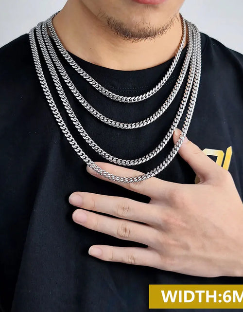 Load image into Gallery viewer, Drop Shipping Hip Hop Three Times Plated Stainless Steel Jewelry Bling Iced Miami Cuban Link Chain Necklace for Men
