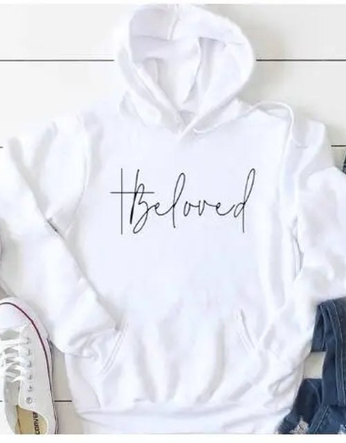 Load image into Gallery viewer, Beloved Graphic Hoodies Casual Bible Verse Fashion Clothing Sweatshirt Cotton Christian Jesus Beloved Cross Pullover Gift Tops
