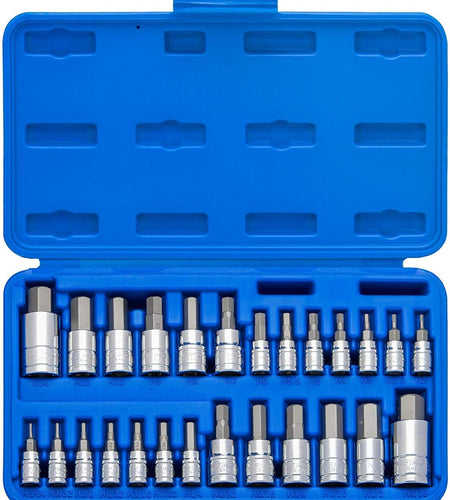 01144A Tamper-Proof Hex Bit Socket Set, 26 Pieces | SAE 5/64-9/16”, Metric 2-14MM