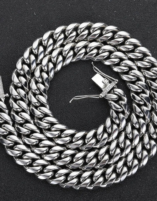 Load image into Gallery viewer, Drop Shipping Hip Hop Three Times Plated Stainless Steel Jewelry Bling Iced Miami Cuban Link Chain Necklace for Men
