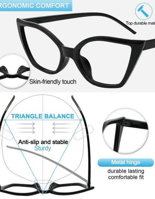 Load image into Gallery viewer, Reading Glasses for Women Oversized Prescription Magnifying Eyeglasses Frames Cat Eye Decorative Eyewear Trendy Retro MAREAZZURO
