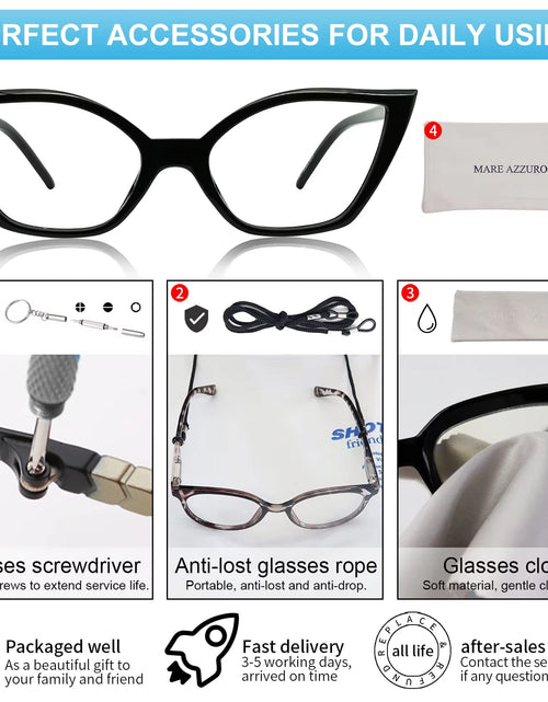 Load image into Gallery viewer, Reading Glasses for Women Oversized Prescription Magnifying Eyeglasses Frames Cat Eye Decorative Eyewear Trendy Retro MAREAZZURO
