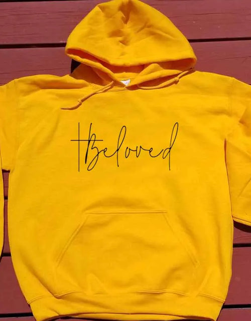 Load image into Gallery viewer, Beloved Graphic Hoodies Casual Bible Verse Fashion Clothing Sweatshirt Cotton Christian Jesus Beloved Cross Pullover Gift Tops
