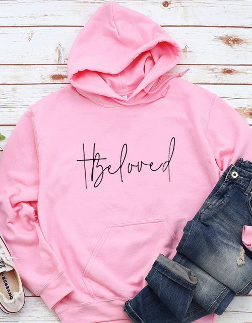 Load image into Gallery viewer, Beloved Graphic Hoodies Casual Bible Verse Fashion Clothing Sweatshirt Cotton Christian Jesus Beloved Cross Pullover Gift Tops
