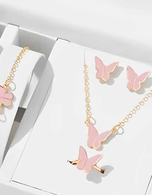 Load image into Gallery viewer, 5PCS Fashion Butterfly Pendants Necklace Earrings Ring Bracelet Sets for Women Jewelry Set Bridal Wedding Jewelry Gift
