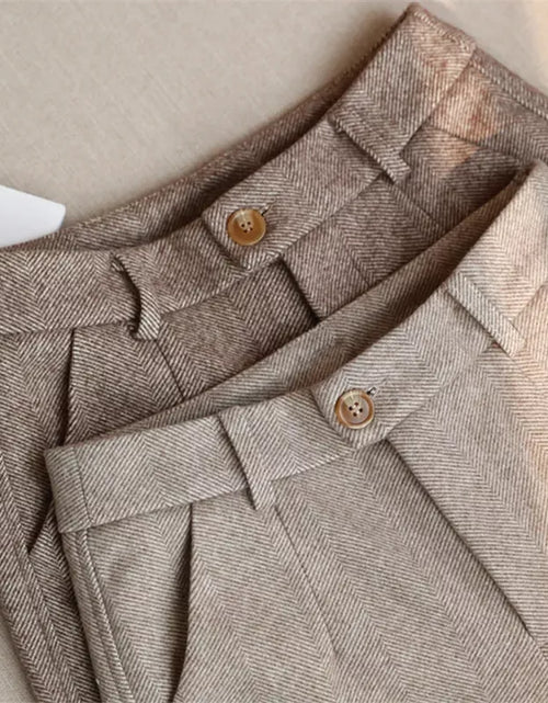 Load image into Gallery viewer, Woolen Pants Women'S Harem Pencil Pants 2024 Autumn Winter High Waisted Casual Suit Pants Office Lady Women Trousers
